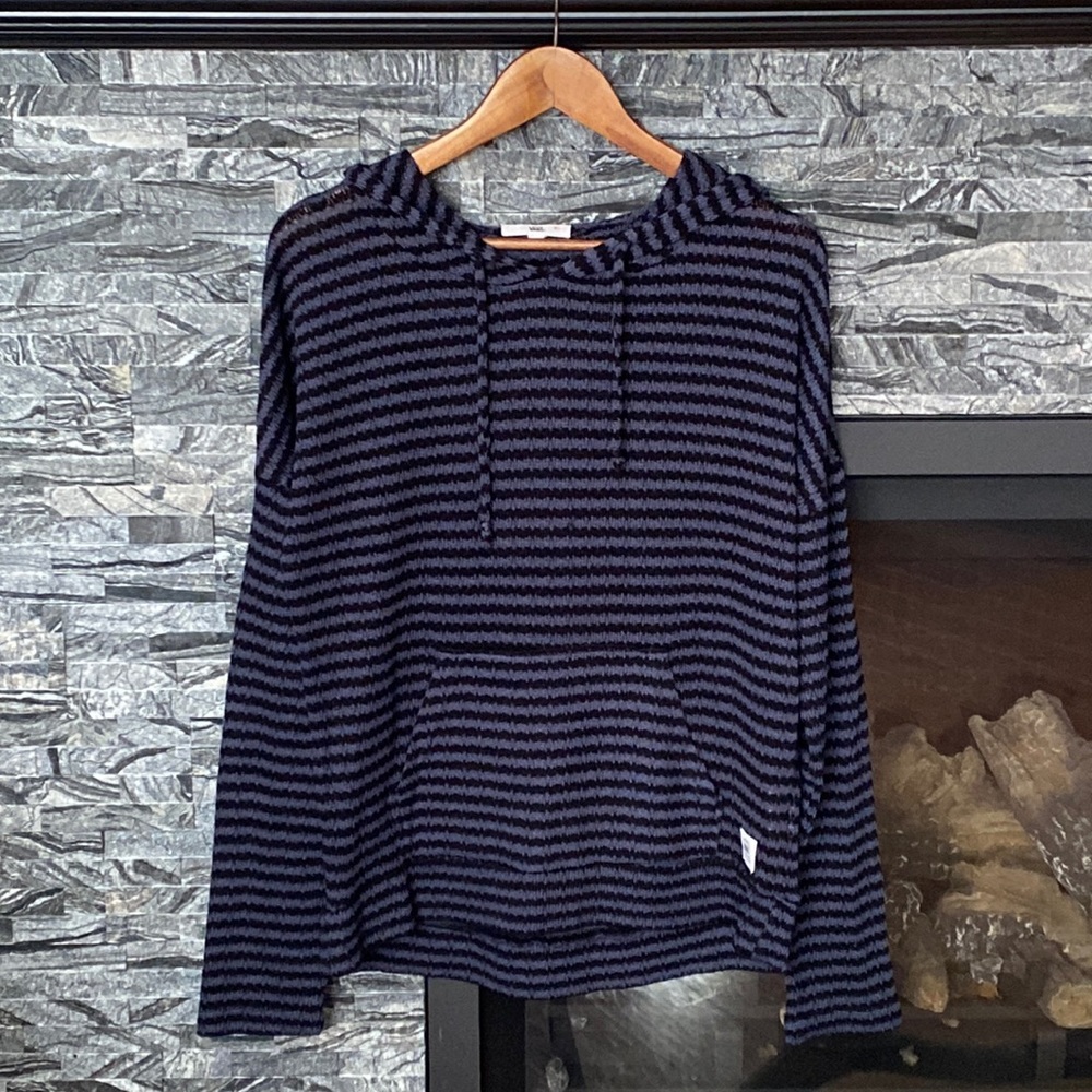 Vans Off the Wall Striped Sweater Hoodie with oversized Hood, Black and …